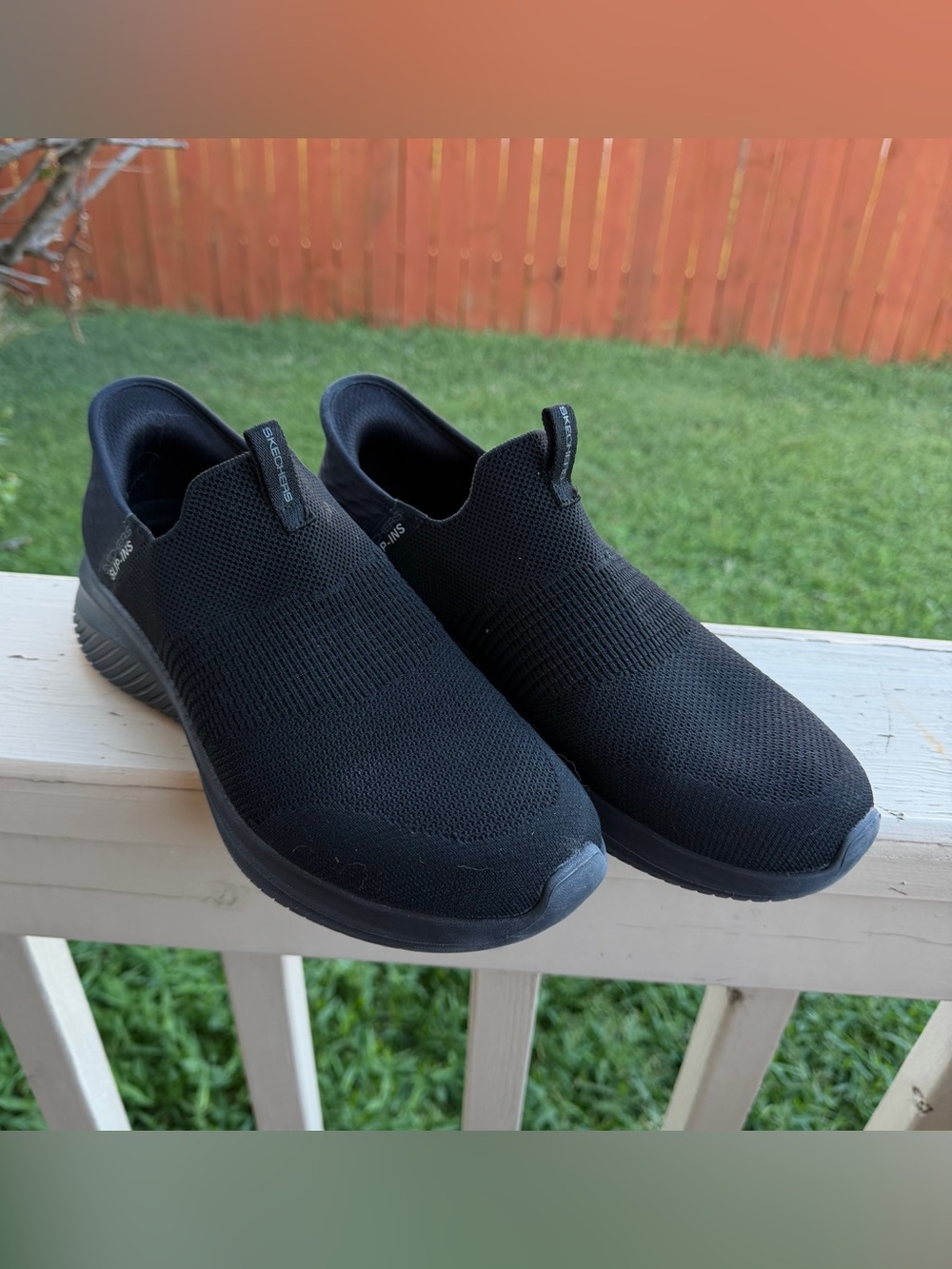Skechers Men's Black Knit Slip-On Athletic Shoes